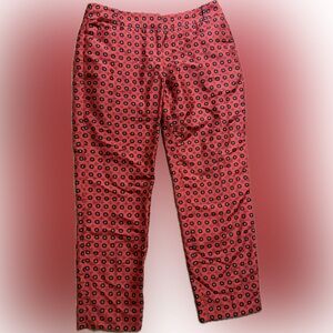 J.Crew red patterned satin capri pants